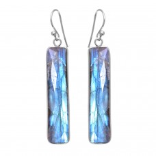 Labradorite rectangle 925 silver bezel earring
